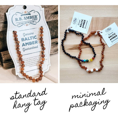 R.B. Amber Jewelry - Raw Multi Baltic Amber Necklace: Standard Hang Tag / 12-13 inches