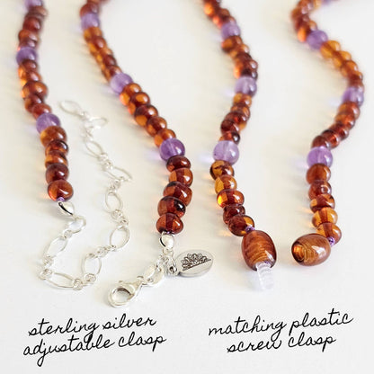 R.B. Amber Jewelry - Raw Multi Baltic Amber Necklace: Standard Hang Tag / 12-13 inches