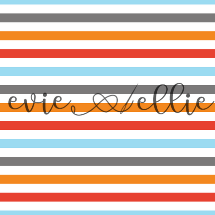 Red, Orange, Blue, and Grey Stripes