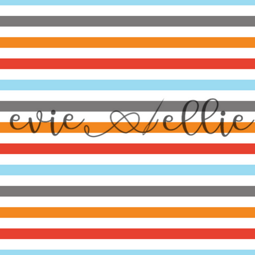 Red, Orange, Blue, and Grey Stripes