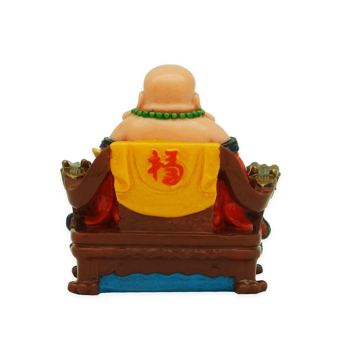 Red Robe Laughing Buddha on Dragon's Chair