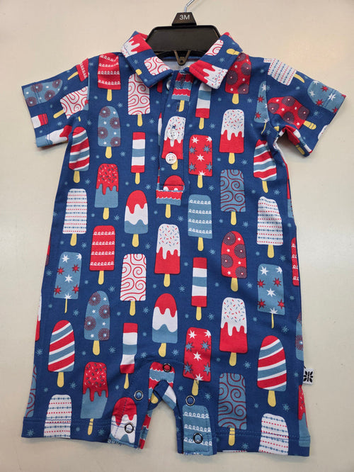 Red, White and Blue Popsicles Polo Romper