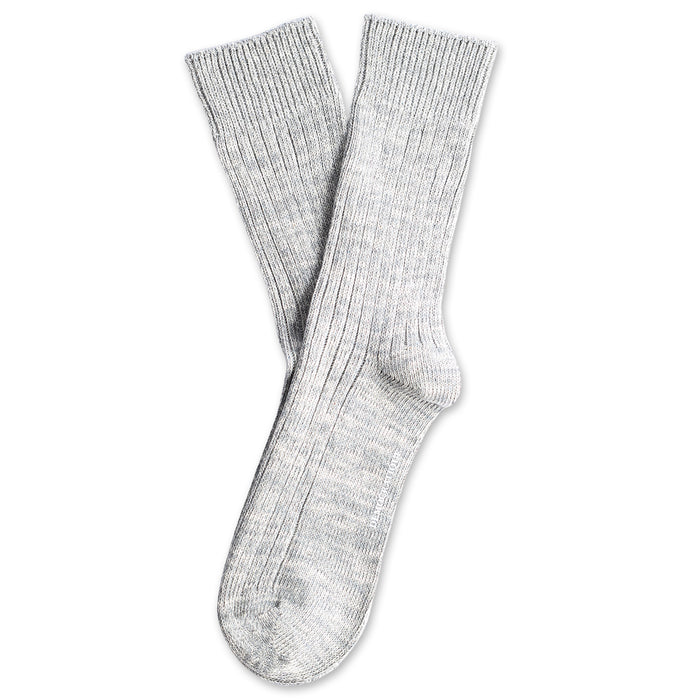 Relax Heavy Rib Supermelange Light Grey Melange / Off White - Democratique Socks