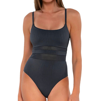 Sunsets Alexia One Piece Swimsuit 136 Slate Seagrass Texture Front