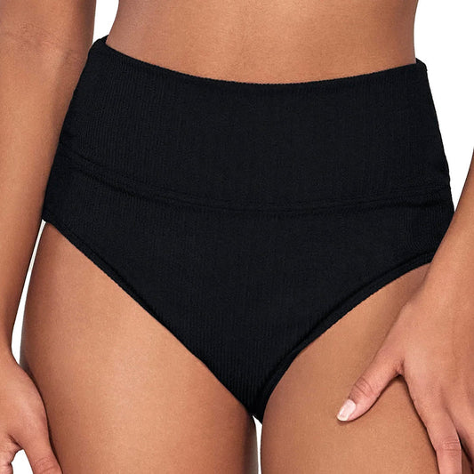 Sunsets Hannah High Waist Bikini Bottom 33B Black Pacifica Front