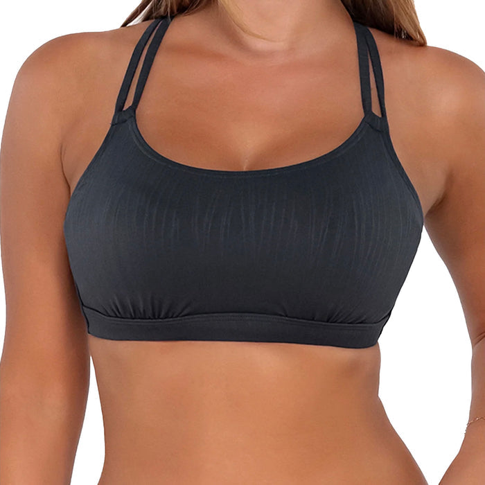 Sunsets Taylor Bralette Bikini Top 56 Slate Seagrass Texture Front