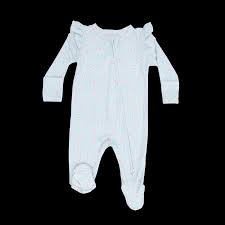 Tiny Cherry Stripe 2-Way Ruffle Sleeve Zipper Footie