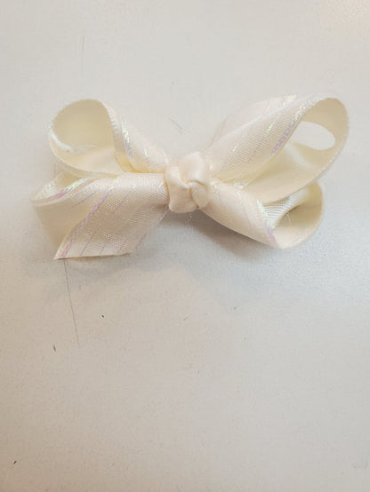 Tiny Glitter Satin Overlay Bow