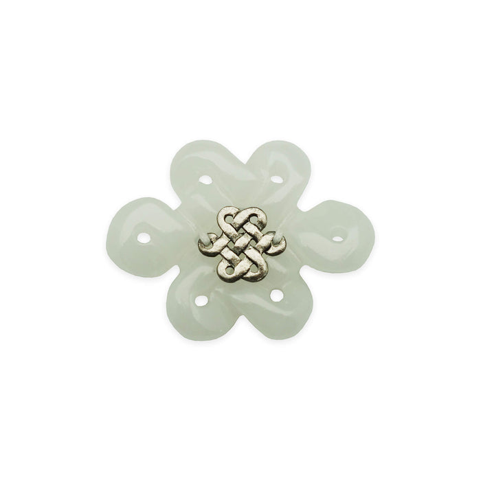 White Jade Mystic Knot (L) - METAL/GOLD Element