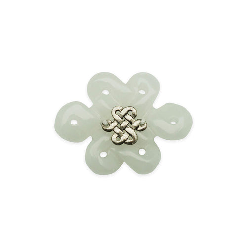White Jade Mystic Knot (L) - METAL/GOLD Element